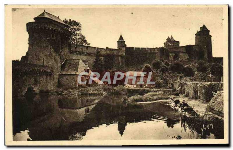 Old Postcard Fougeres The northern ramparts of the castle Lavoir Lavandieres