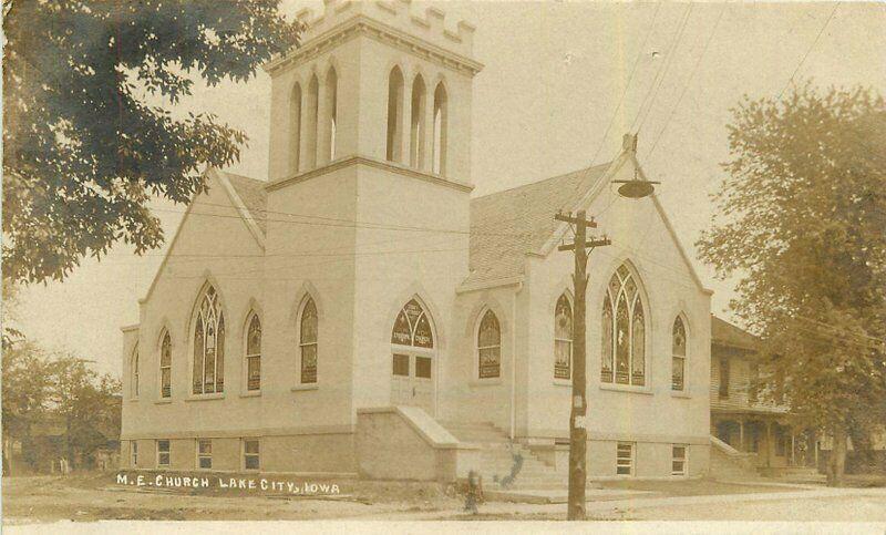 1910 ME Church Lake City Iowa RPPC Photo Postcard 5336