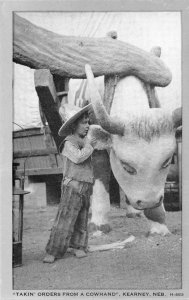 Orders From A Cowhand Kearney, Nebraska Cowboy, Bull c1930s Vintage Postcard