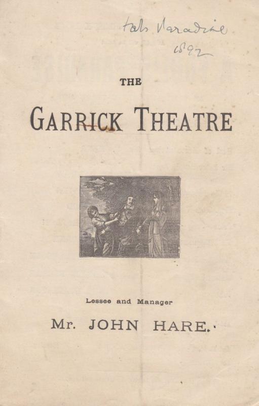 A Fools Paradise My Daughter John Hare Drama Victorian Garrick Theatre Programme