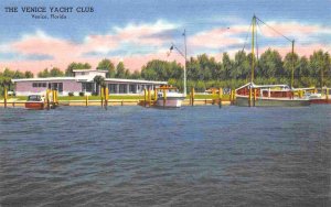 Venice Yacht Club Florida linen postcard
