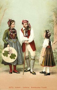 c1910 Postcard 4974 Family Native Dress Costume Luzern Switzerland Entlebucher