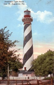 VTG 1930s Anastasia Light House Saint Augustine Florida FL St. Linen Postcard