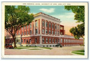 c1920's Iowa Memorial Union University Of Iowa Classic Car Iowa City IA Postcard