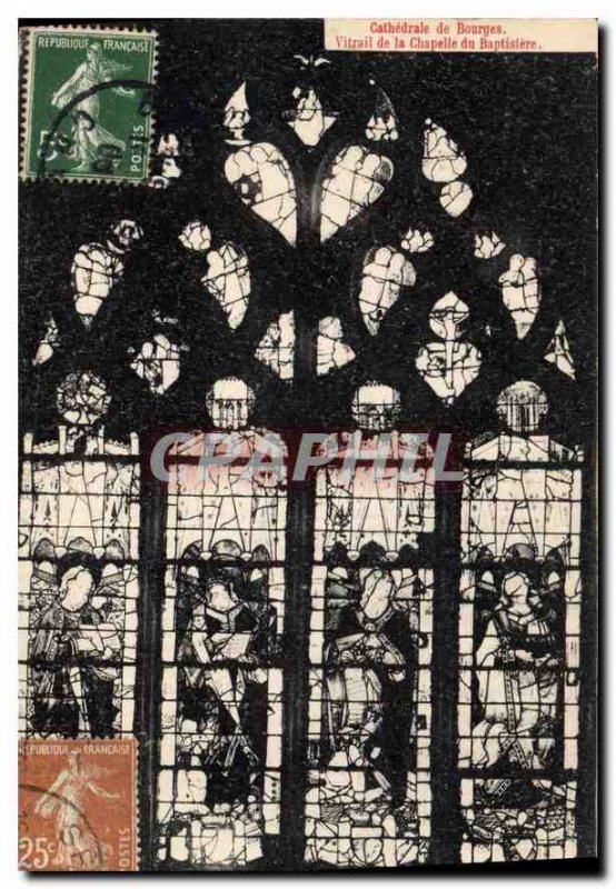 Postcard Old Cathedral of Bourges Window of the Chapel of the Baptistery