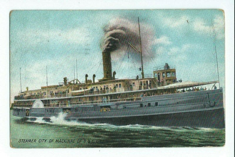 Postcard Steamer City Of Mackinac Of D & C Line Posted 1909 VPC01.