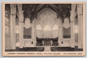 Interior Thompson Memorial Chapel Williams College Williamstown MA Postcard K44
