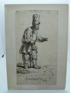 Peasant in a High Cap Rembrandt 1639 Vintage Dutch Postcard