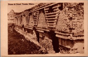 Mexico Ruinas de Uxmal Yucatan Uxmal Archaeological Zone Vintage Postcard C123