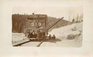 c1915 Railroad Crane Engine Occupation Workers OSL Oregon Short Line RPPC Photo