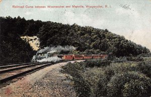 Woonsocket Rhode Island Railroad Curve Vintage Postcard AA35616