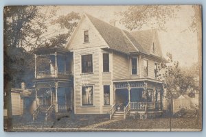 1908 Victorian House Scene Wellsville New York NY RPPC Photo Antique Postcard