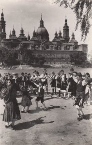 Zaragoza Spain Children Dancing In Circle Folklore RPC Postcard