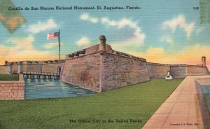 Vintage Postcard 1930's Castillo De San Marcos Nat'l Monument St. Augustine FL