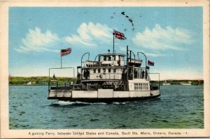 Vtg Agoming Ferry Saint Mary's River Sault Ste. Marie Ontario Canada Postcard