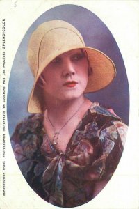 1929 French Deco frame like beautiful Fashion Woman Postcard Dune 22-4191