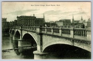 New Cement Bridge, Grand Rapids, Michigan, Antique 1908 Postcard