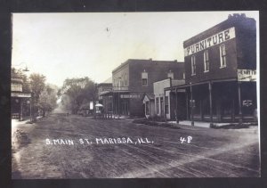 REAL PHOTO MARISSA ILLINOIS DOWNTOWN MAIN STREET SCENE STORES POSTCARD COY