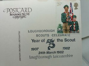 Vtg Postcard Lord Baden Powell 75 years  Scouting 1907-1982 Loughborough Scouts