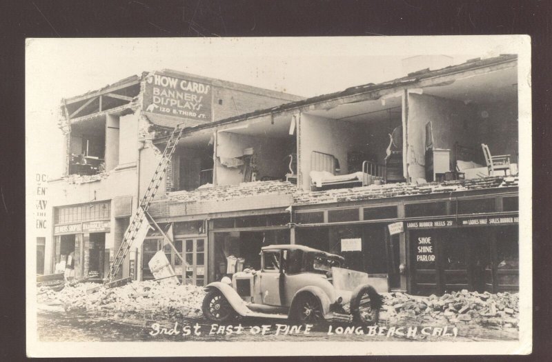 RPPC LONG BEACH CALIFORNIA 1932 EARTHQUAKE DAMAGE REAL PHOTO POSTCARD