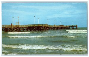 1956 Fishing Pier Padre Island Corpus Christi Texas TX Vintage Antique Postcard