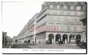 Old Postcard Paris Rue de Rivoli statue of Joan of Arc