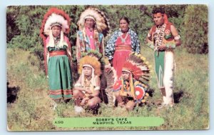 MEMPHIS, TX ~ Native Americans BOBBY'S CAFE Roadside c1950s Hall County Postcard