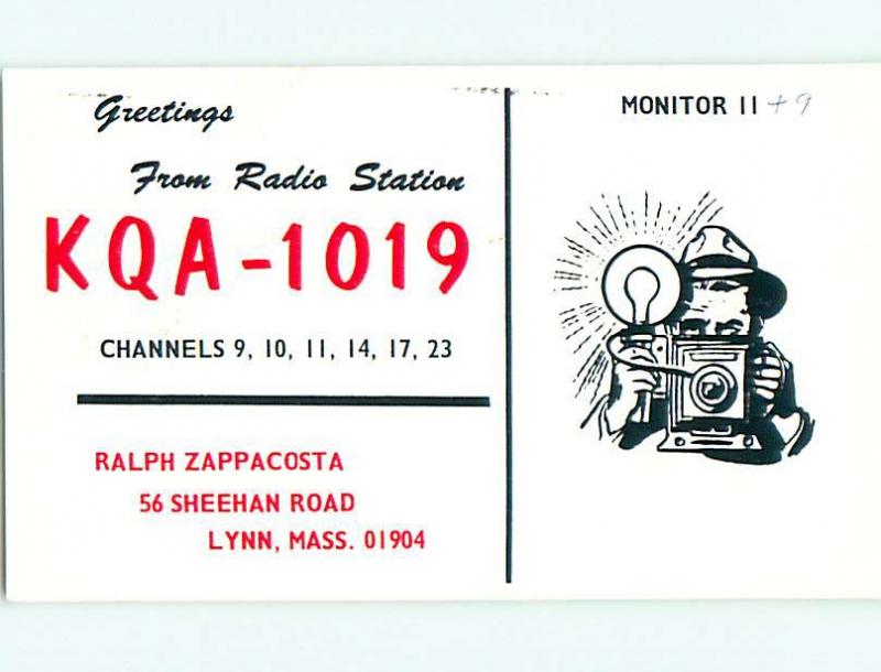 comic - QSL HAM RADIO CARD Lynn Massachusetts MA t1038