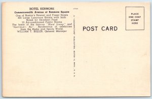 c1940s Boston, Mass. Hotel Kenmore Commonwealth Ave. Square Bigler Linen MA A207