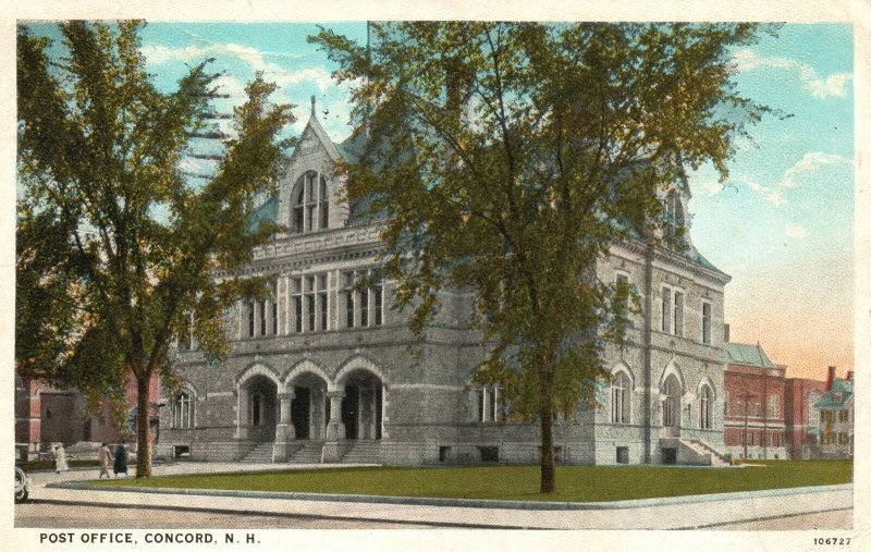 Vintage Postcard Post Office Postal Service Building Concord New Hampshire NH