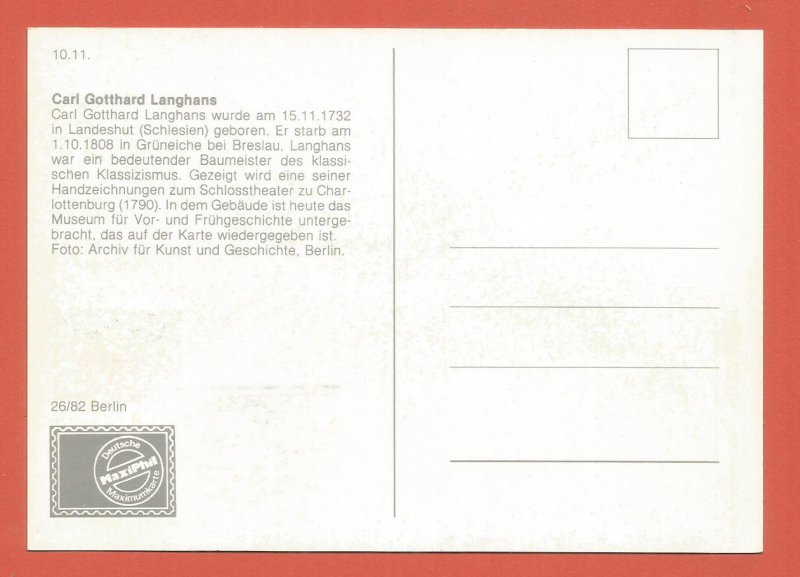 MAXI CARD – GERMANY, BERLIN – 1982 – CHARLOTTENBURG THEATRE