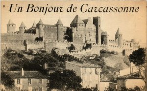 CPA Carcassonne Un Bonjour de Carcassonne FRANCE (1012925)