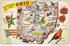 Greetings From Ohio The Buckeye State With Map