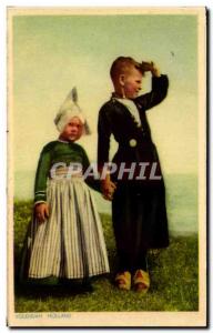 Old Postcard Volendam Holland Folklore suit Children