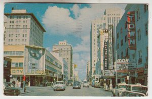 P2312 1959 postcard busy flagler st. looking west miami florida postally used