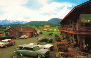 Estes Park CO Hobby Horse Ranch Old Cars Horses Accommodations Postcard