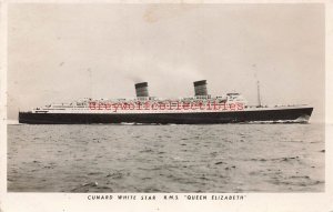 Steamship, RMS Queen Elizabeth, White Star Line, RPPC