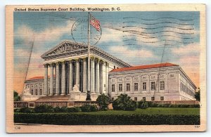 1950s WASHINGTON D.C. UNITED STATES SUPREME COURT BUILDING LINEN POSTCARD P3378