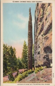 Yellowstone National Park Chimney Rock Cody Highway Haynes Linen Postcard E92