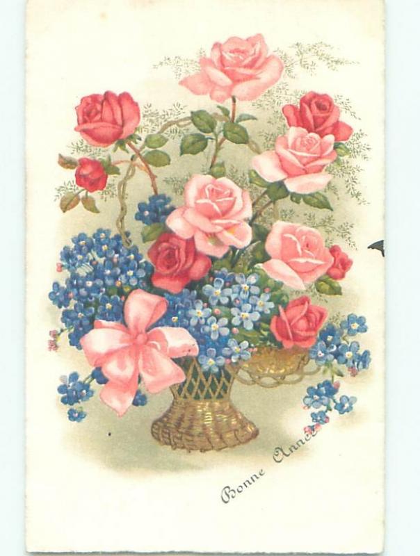 Very Old Foreign Postcard BEAUTIFUL FLOWERS SCENE AA4449