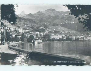 old rppc BUILDINGS ALONG SHORELINE Montreux - Lake Geneva Switzerland HM1847