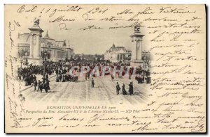 Postcard Old 1900 World Expo bridge Perspective Alexandre III and the & # 39a...