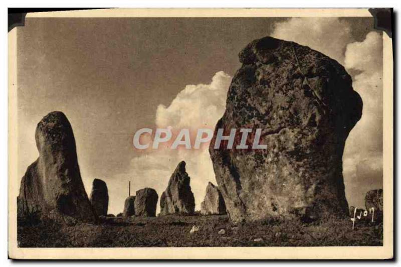 Old Postcard Dolmen Menhir Carnac alignments Menec Ker