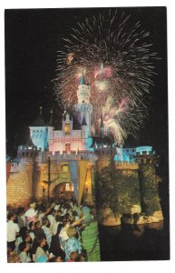 Disneyland Sleeping Beautys Castle Fireworks Fantasyland Night View Postcard