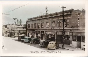 Princeton Hotel Princeton BC British Columbia Street Scene RPPC Postcard H17