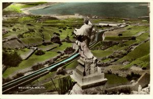 malta, MELLIEHA, Panorama (1950s) Tinted RPPC Postcard