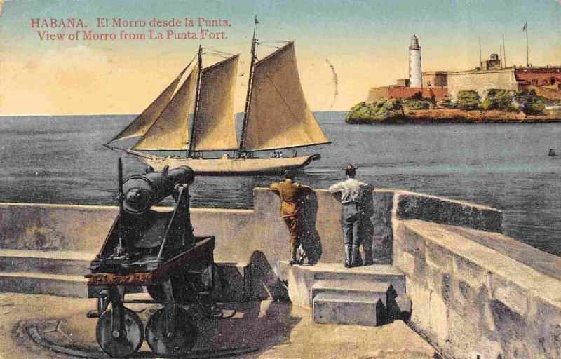 Morro Castle Lighthouse from La Punta Fort Havana Cuba 1913 postcard