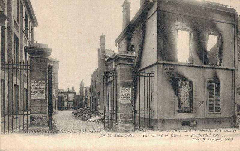 Military Guerre Européenne 1914-1915 Le crime de reims Bombarded houses 02.90