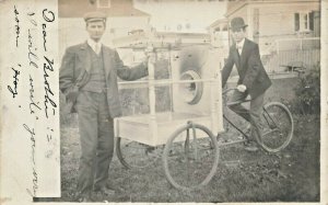 Lynn MA Popcorn Machine Bicycle 1906 Real Photo Postcard