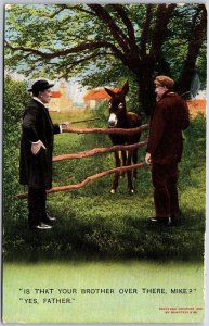 1911 Men Talking Horse Is That Your Brother Over There, Mike?  Postcard